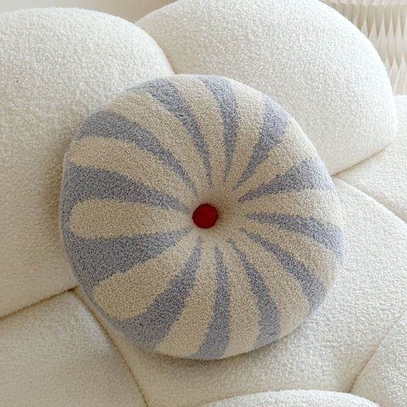 15.7 inch Ball Pillow Round Decorative Pillow Blue Throw Pillows Soft Nordic Style Boucle Pillows Cushion for Bed Couch Living Sofa Room Decor