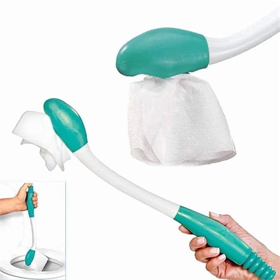 15.7-inch Long Reach Toilet Aid Wiper  Bottom Buddy Self-Wipe Assist with Button Release & Ergonomic Curved Handle for Limited Mobility