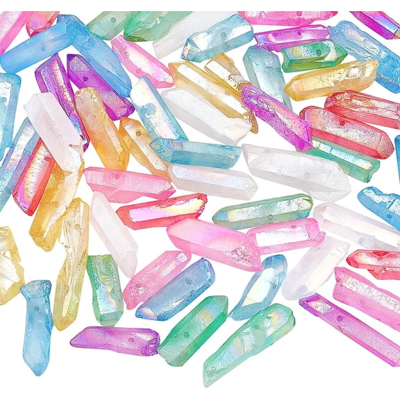 15.7 inch Quartz Points Beads Multicolor Rock Quartz Points Natural Quartz Beads Electroplated Points Loose Beads for Jewelry Making Multi-color