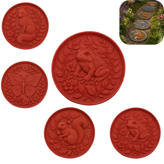 15.7 inch Reusable Sunflower Stepping Stone Mold Round Stepping Stone Molds Cement Molds for Concrete Plastic Concrete Mold for Casting Garden and Walkway,Frog