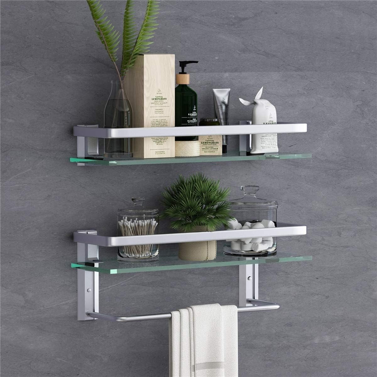 Washing Square Collection 22 Inch Glass Vanity Shelf with