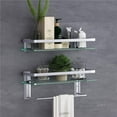 thumbnail image 1 of 15.7-inch Wall-Mounted Floating Glass Bathroom Shelf with Towel Holder - Silver, 1 of 9