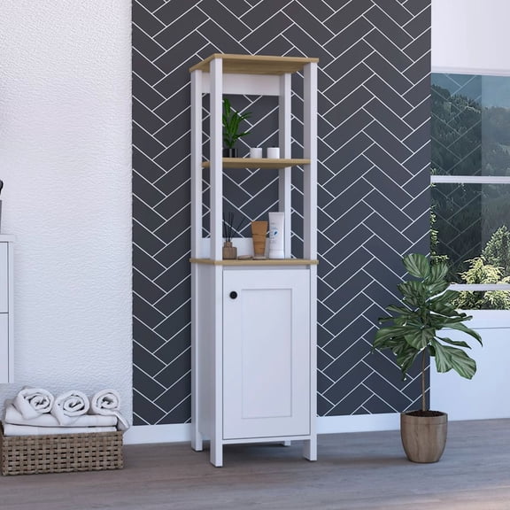 15.7 - inch Wide 4 - Shelf Single - Door - Optimize Bathroom Space - Keep Towels and Toiletries Neat - Suitable for Small Bathrooms
