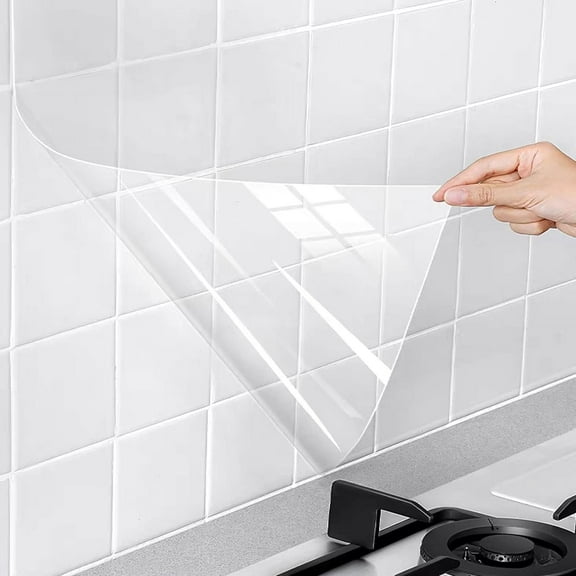 15.7 x 197 Inch Contact Paper, Waterproof and Oil-Proof Peel and Stick Covering, Protection for Kitchen Backsplash Tiles, Cabinets, Walls, Shelves(Clear)