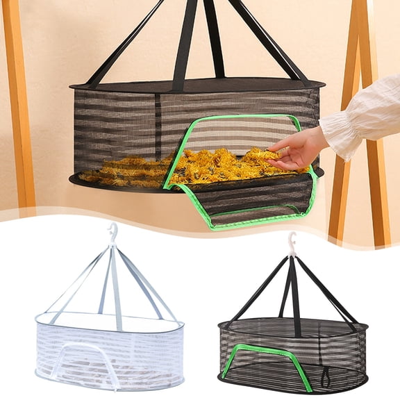 15.7 x 23.6 Inch Foldable Herb Drying Rack – Single Layer Mesh Hanging Dryer with Protective Zipper Closure for Seed Germination,Plants,and Flower Bud-2PCS