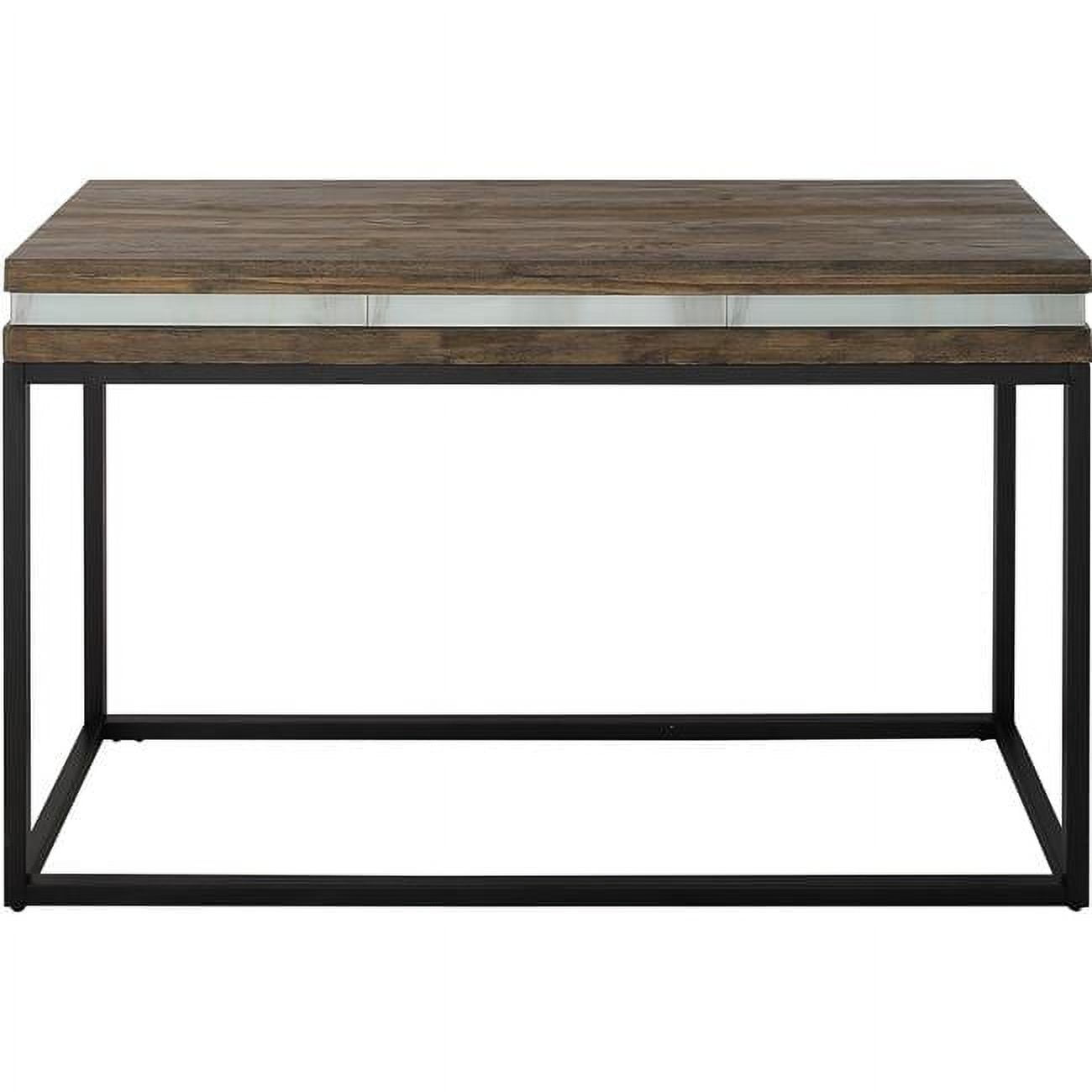 Bailey Ebony Metal and White Marble Glass Console Table with Storage