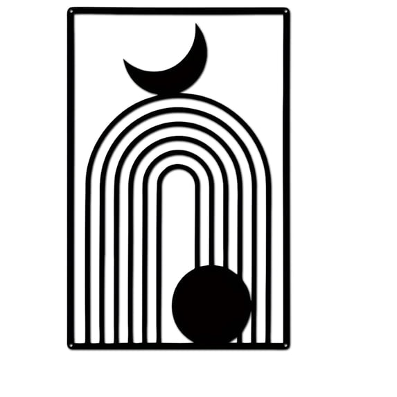 15.7 x10.2inch Black Metal Geometric Art 1 PC Abstract Line Decoration Office Livingroom restaurant Ornaments metal wall hanging decor