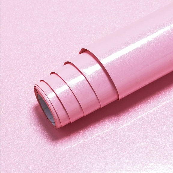 15.7"x118.1" Pink Contact Paper Glossy Pink Peel and Stick Wallpaper Glitter Wallpaper Removable Self Adhesive Wall Paper Decorative Cabinet Furniture Kitchen Countertop