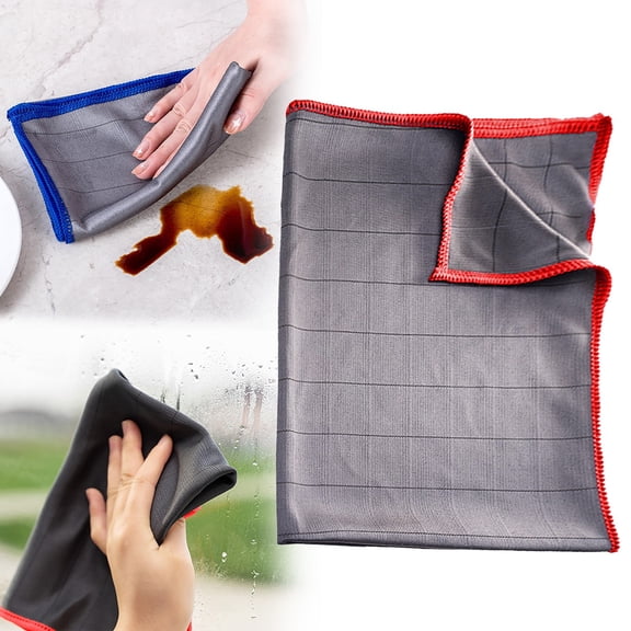 15.7"x19.7" Lint Free Cleaning Cloth – Streak Free Microfiber Towel, Highly Absorbent & Non Abrasive for Glass, Stainless Steel, Electronics, No Chemicals, Reusable, Red, By Harlik