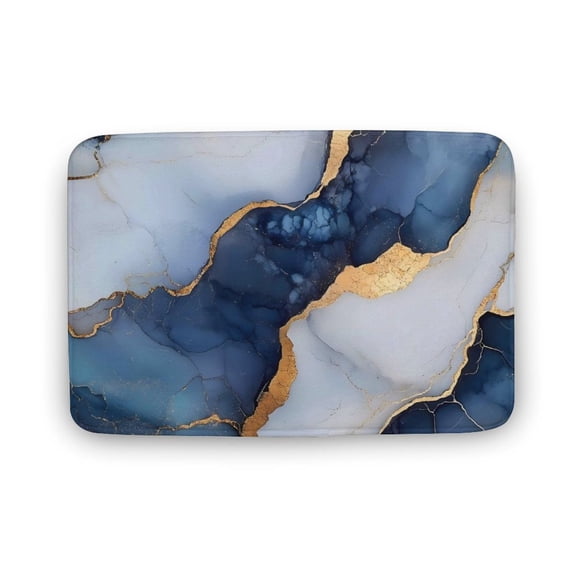 15.7"x23.6 " Thickening Coral Velvet Cushion Antiskid Super Absorbent Is Not Easy To Dirty Wool Fade Resistance For Master Bathroom Toilet Dresser Holiday Home Blue White Gold Marble