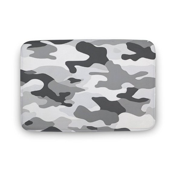 15.7"x23.6 " Thickening Coral Velvet Cushion Antiskid Super Absorbent Is Not Easy To Dirty Wool Fade Resistance For Master Bathroom Toilet Dresser Holiday Home Vector Camouflage Pattern Gray_2