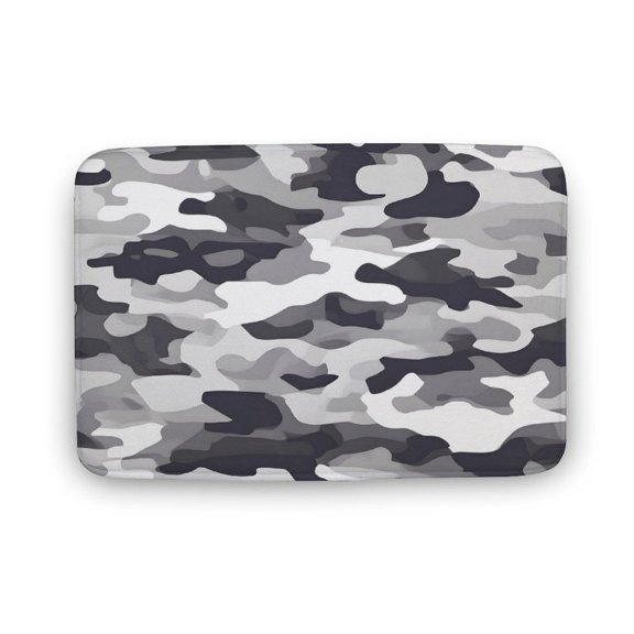 15.7"x23.6 " Thickening Coral Velvet Cushion Antiskid Super Absorbent Is Not Easy To Dirty Wool Fade Resistance For Master Bathroom Toilet Dresser Holiday Home Vector Camouflage Pattern Gray_4