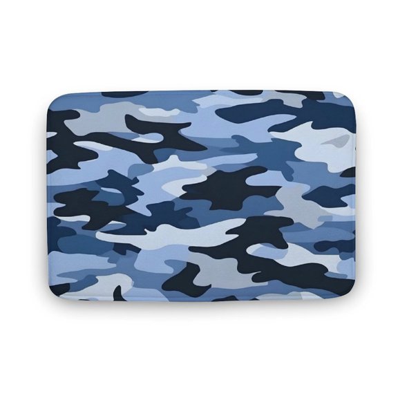 15.7"x23.6 " Thickening Coral Velvet Cushion Antiskid Super Absorbent Is Not Easy To Dirty Wool Fade Resistance For Master Bathroom Toilet Dresser Holiday Home Vector Camouflage Pattern Blue_4