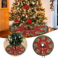 thumbnail image 1 of 15.74'' Buffalo Plaid Christmas Tree Skirt Merry Christmas Dog Christmas Tree Pattern Rustic Farmhouse Christmas Tree Skirt Mat for New Year Xmas Party Decorations Home Yard Ornaments, 1 of 7