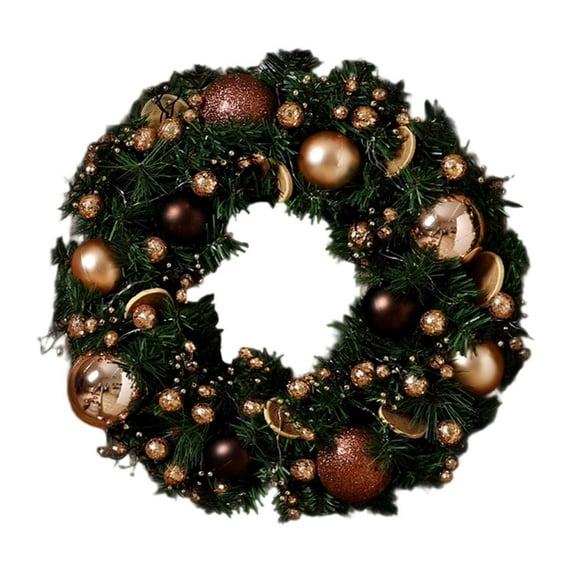15.74 Inch Elegant Christmas Wreath with Brown - Toned Ornaments & Greenery - Front Door & Indoor/Outdoor Year - Round Seasonal Decor