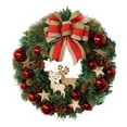 thumbnail image 1 of 15.74 Inch Elegant Christmas Wreath with Reindeer Decor, Red Ornaments & Bow - Front Door & Indoor/Outdoor Year - Round Holiday Decor, 1 of 7