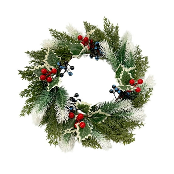 15.74 Inch Real Touch Christmas Wreath with Pinecones and Berries, Artificial Cedar Pine Wreath for Front Door, Farmhouse Holiday Decor for Indoor Outdoor Christmas Decoration