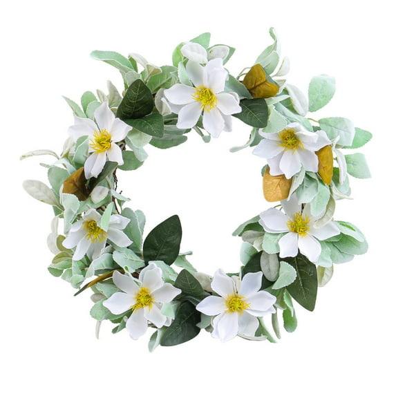 15.74in Magnolia Flower Wreath With Dead Branches Spring Festival Flower Home Decoration Door Hanging Wreath Courtyard Wall Hanging 15.7in