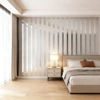 15.75"*118.11" Wall Panel Peel and Stick Mirror Effect Slat Panel PVC Self-Adhesive Wallpaper Wall Sticker Soundproof 3D Wall Panels Waterproof Panels for Walls & Ceilings