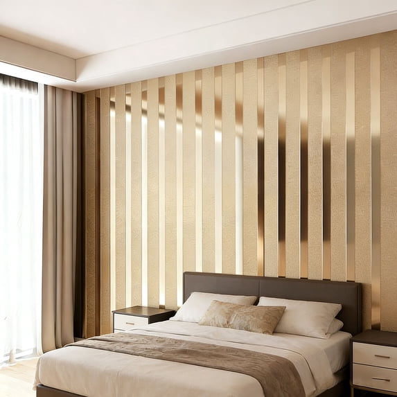 Mirror Effect Peel and Stick Wallpaper,Reflective Self-Adhesive PVC Striped Wall Covering,Water-Resistant Surface for Bedroom,Living Room & Accent Wall Decor,15.75"W x 118.11"L
