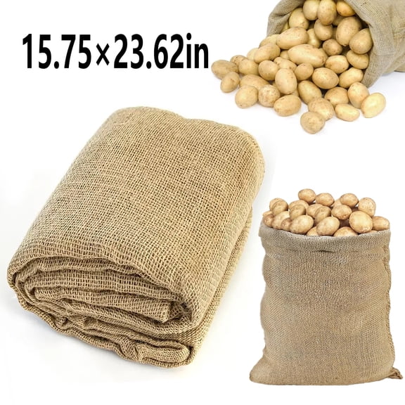 15.7523.62 Inch Natural Jute Burlap Sack, 1Pack Heavy Duty Reusable & Breathable Potato Sack Race Bags, Thickened Jute Food Storage Sacks for Harvest Storage, Field Day Games, Home Organizer