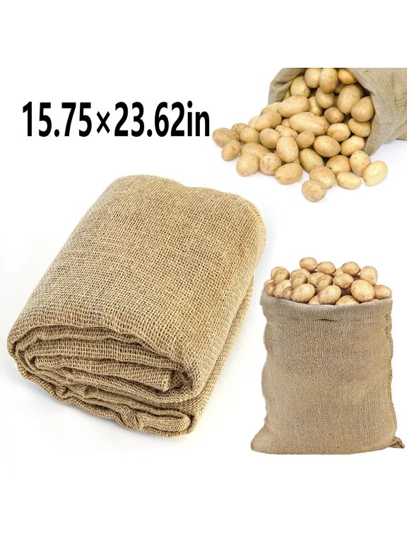 15.7523.62 Inch Natural Jute Burlap Sack, 1Pack Heavy Duty Reusable & Breathable Potato Sack Race Bags, Thickened Jute Food Storage Sacks for Harvest Storage, Field Day Games, Home Organizer