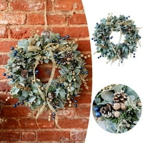 15.75"Christmas Wreath Blue Gum Wreath With Berries And For Festive Holiday Front Door And Seasonal Wall Hanging