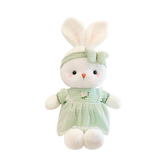 15.75" Cute Bunny Plush Toy for Girls Stuffed Rabbit Doll Bedtime Sleeping Companion Soft Cotton Hugging Pillow Birthday Christmas Holiday Gift Green