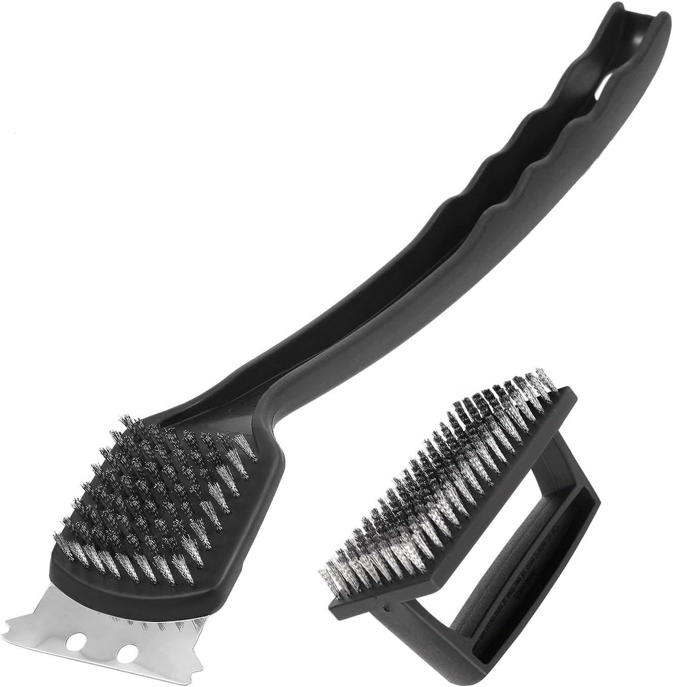 15.75” Grill Brush - Heavy Duty BBQ Scraper with Ergonomic Non-Slip Grip & Steel Bristles, Deep Clean Outdoor Grates Without Bending (Safer, Long Handle)