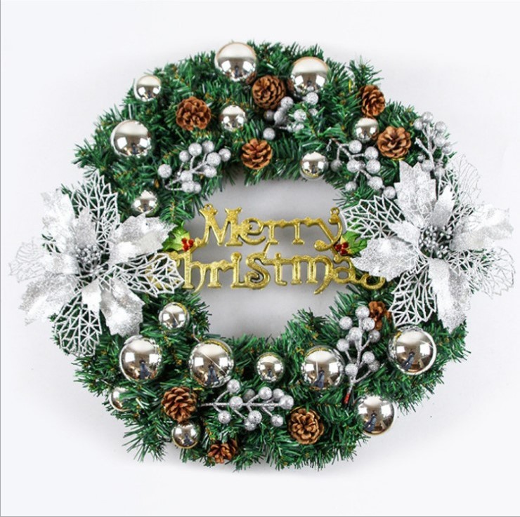 15.75 Inch Christmas Wreath with Metal Hanger, Large Red Bow and ...
