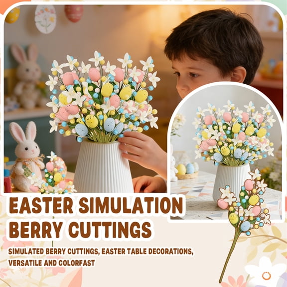 15.75 Inch Easter Egg Pick Bouquet Easter Decorations for Spring Party, Foam Plastic Floral Stem