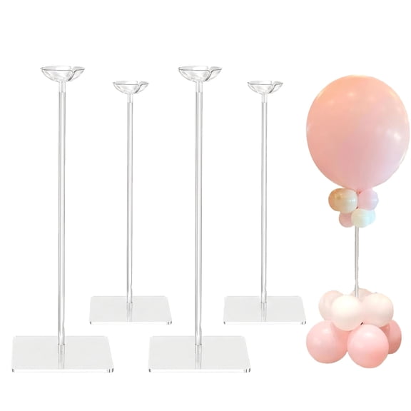 15.75 Inch Height Clear Acrylic Balloon Stand for Table Centerpiece Decoration, Set of 4 Sturdy & Reusable for Birthday, Baby Shower, Wedding or Party Display