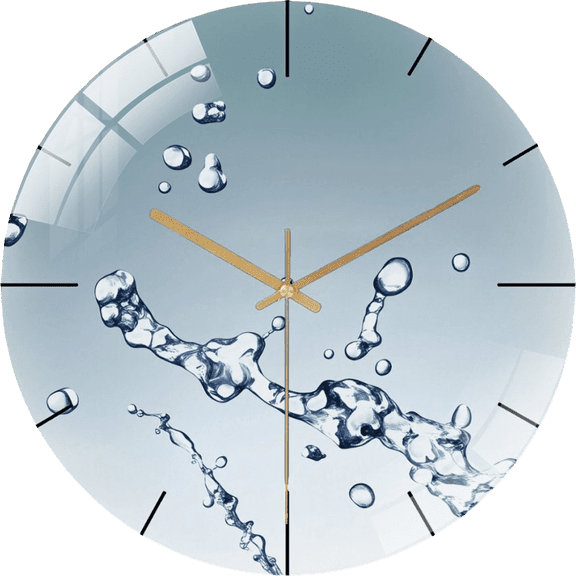 15.75 Inch Modern Water Drop Pattern Tempered Glass Wall Clock Living Room Bedroom Kitchen Home Decoration Wall Clock Holiday Gift  (Battery Not Included), 40cm Style 40x40cm
