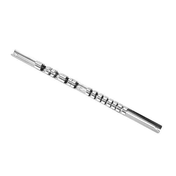 15.75 Inch Stainless Steel Socket Rail Holder with 16 Clips for 1/4 3/8 1/2 Inch Drive, Wall Mount Tool Storage Organizer Rack for Garage Workshop Industrial Station Silver Finish