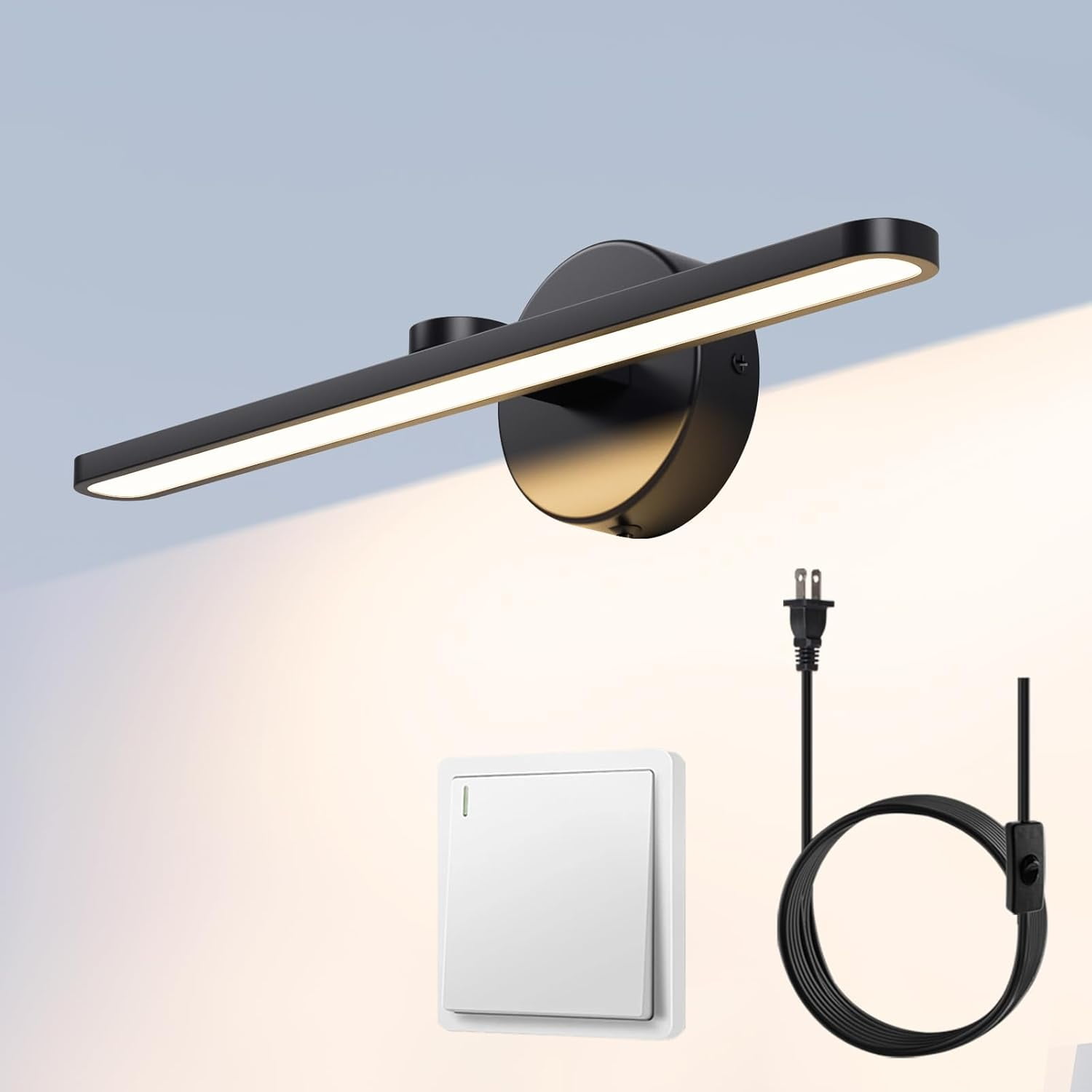 15.75 Inch Wall Mounted LED Vanity Lighting Fixtures, Plug in Bathroom ...