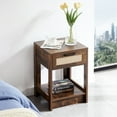 thumbnail image 1 of 15.75" Rattan Nightstand for Bedroom | Multi - purpose Functionality | Rattan Woven Surface | Smooth and Safe Texture, 1 of 6