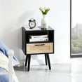 thumbnail image 1 of 15.75" Rectangle Nightstand - Rattan Drawer with Smooth Tracks - Bedroom Decor - Clean and New Look, 1 of 6