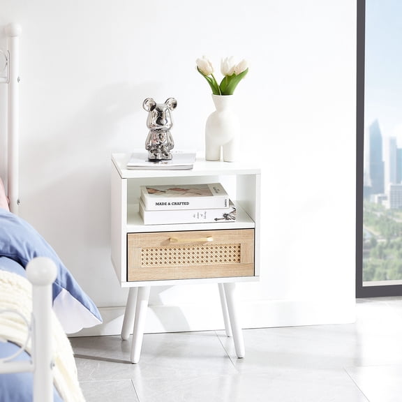 15.75" Side Table - Rattan Woven Exterior Style - Indoor Living Areas - High Weight Capacity