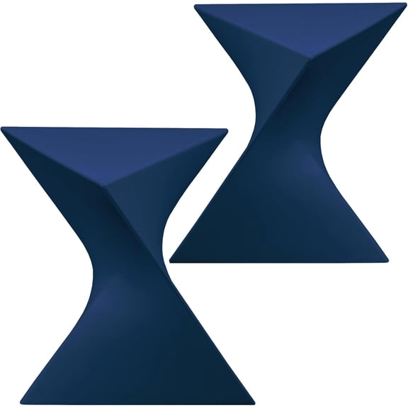 15.75" Triangular Side Table, Stackable Plastic Accent End Table for Indoor & Outdoor Use, Weather-Resistant Modern Patio & Living Room Table, Set of 2, Navy Blue
