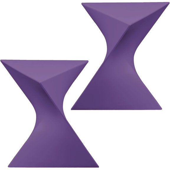 15.75" Triangular Side Table, Stackable Plastic Accent End Table for Indoor & Outdoor Use, Weather-Resistant Modern Patio & Living Room Table, Set of 2, Purple