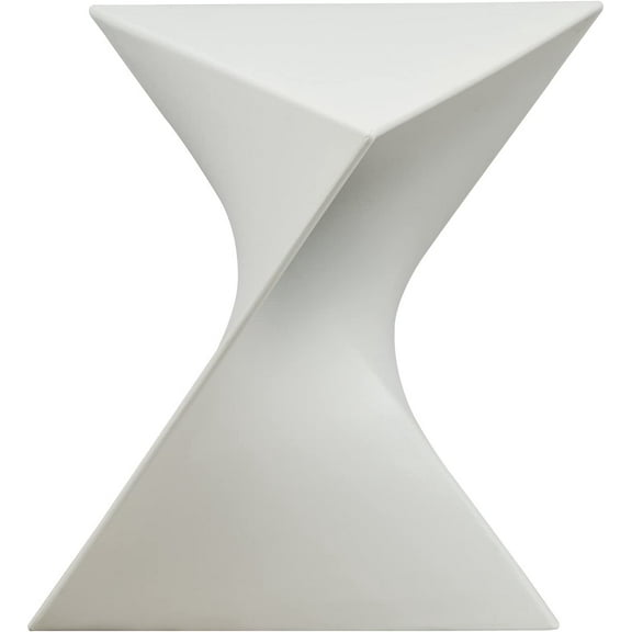 15.75" Triangular Side Table, Stackable Plastic Accent End Table for Indoor & Outdoor Use, Weather-Resistant Modern Patio & Living Room Table, White