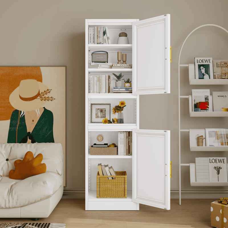 15.75"W Freestand Metal Tall and Thin Narrow Storage Cabinet for Kitchen Bathroom Living Room