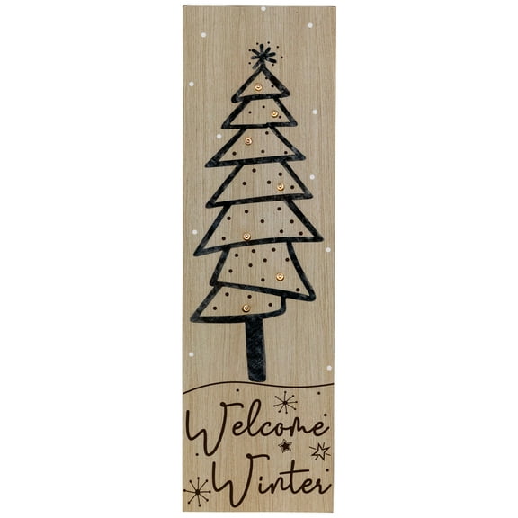 Northlight Rectangular "Welcome Winter" Christmas Tree Wooden Wall Sign - 15.75"