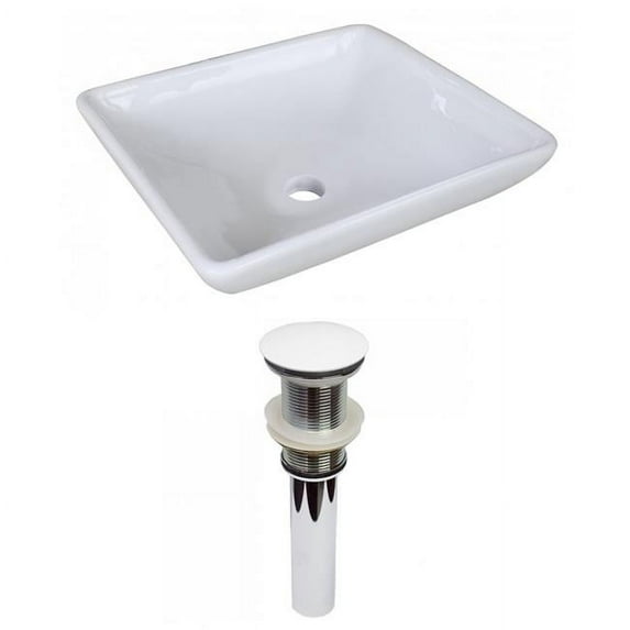 15.75 in. Above Counter White Vessel Set for Wall Mount Drilling