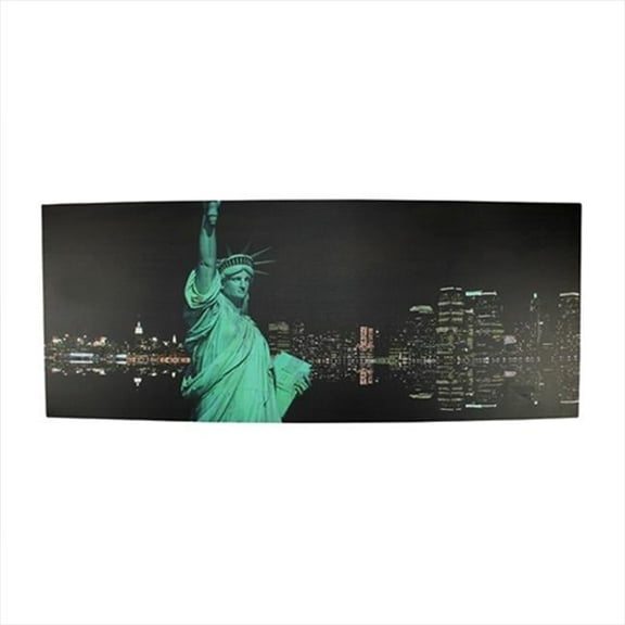 15.75 in. Battery Operated 8 LED Lighted Statue Of Liberty With Nyc In Background Scene Canvas Wall Hanging