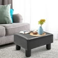 thumbnail image 1 of 15.75" x 11.5"Modern Upholstered Ottoman, Lightweight PU Footstool with Thick Padding, Square Foot Rest for Living Room & Bedroom, Hold Up to 220lbs, Gray, 1 of 7