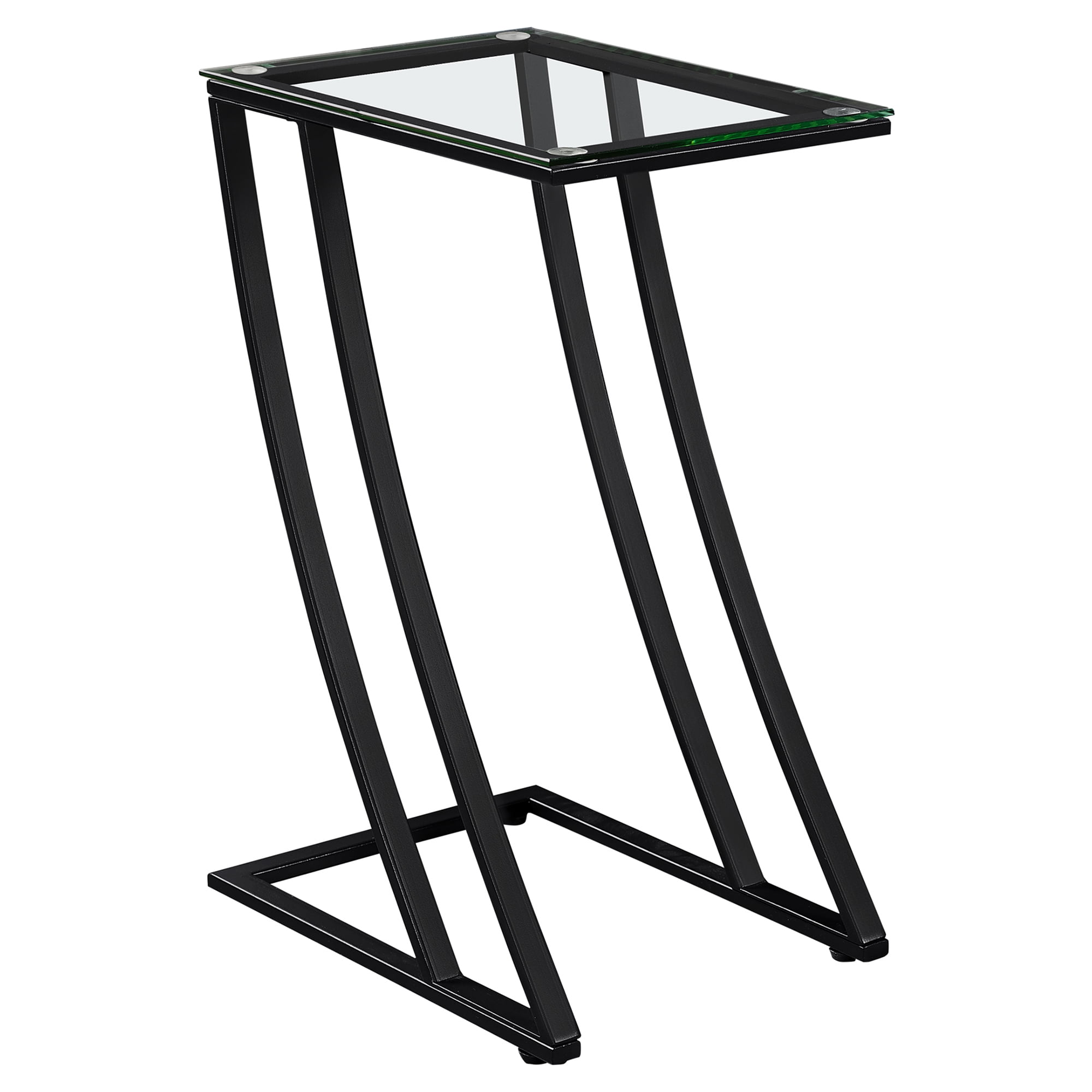 Sleek 24" Black Metal and Clear Tempered Glass Accent Table