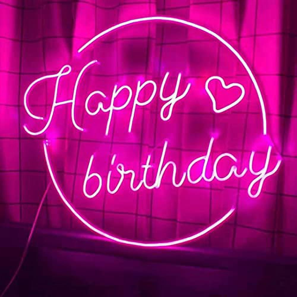Happy Birthday Neon Sign Hanging Glowing Party Decoration - White - Outdoor  & Leisure > Outdoor