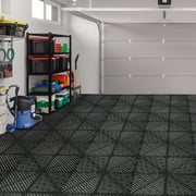 15.75''x15.75'' Garage Floor Tiles Interlocking Flooring Tiles 25/50 Black /Gray