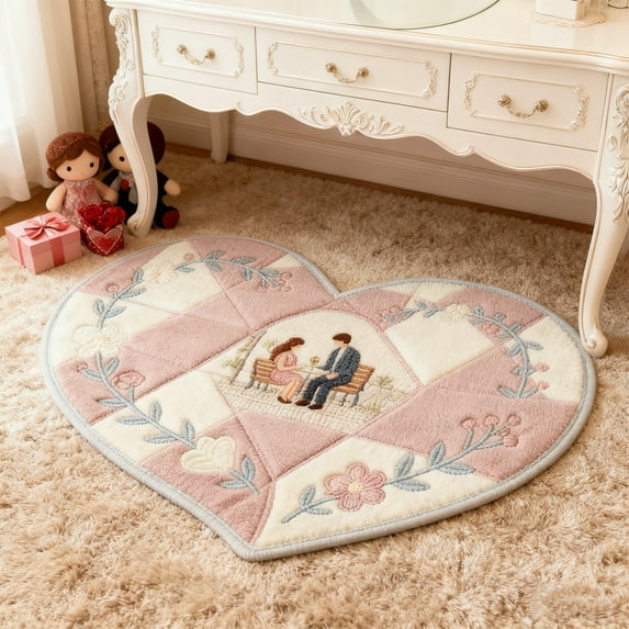 15.75"x19.70" Valentine Floor Mat Heart Shaped Pink Valentines Bathroom Mat Romantic Valentine's Day Decor Valentine Decor Valentine Gifts